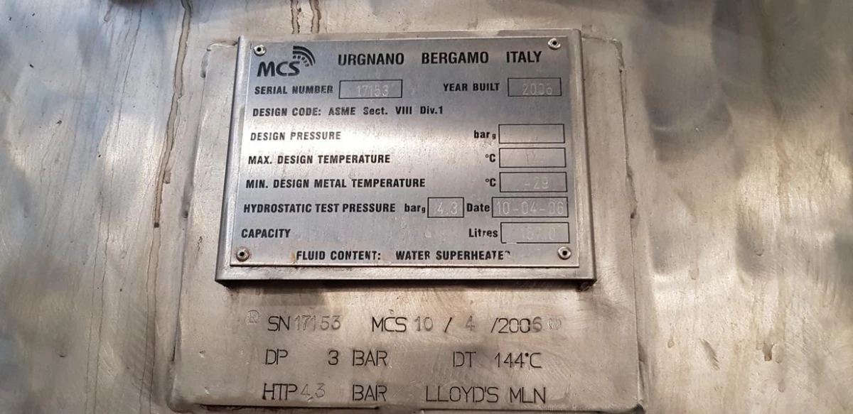 MCS Dyeing machine yoc 2006 Type SF 100 2N 54